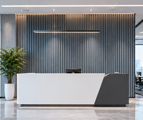 Fluted WPC Wall Panel in Commercial Office Receptions