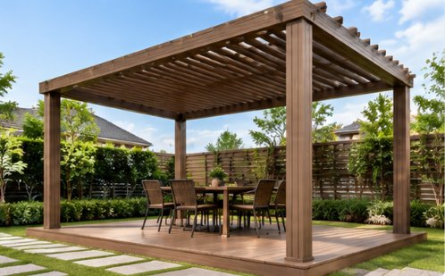 Necowood WPC cladding on garden structures